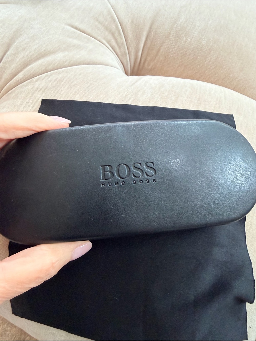 Hugo Boss Black Leather Toiletry / Accessory Case